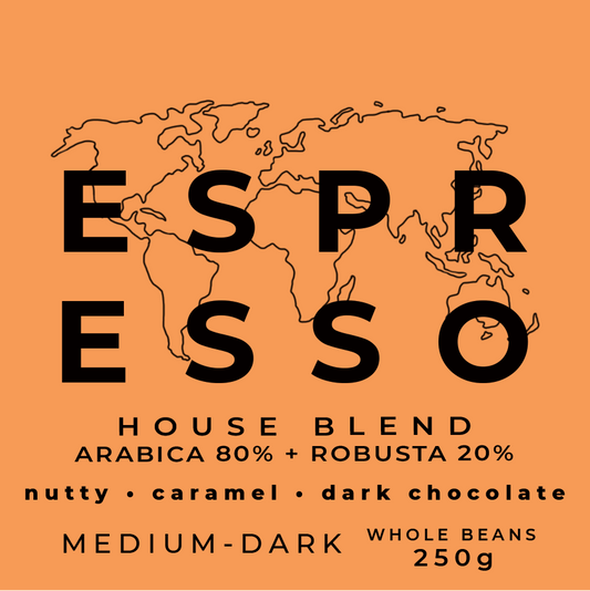 ESPRESSO HOUSE BLEND (80% Arabica, 20% Robusta) Whole Roasted Beans - 250g